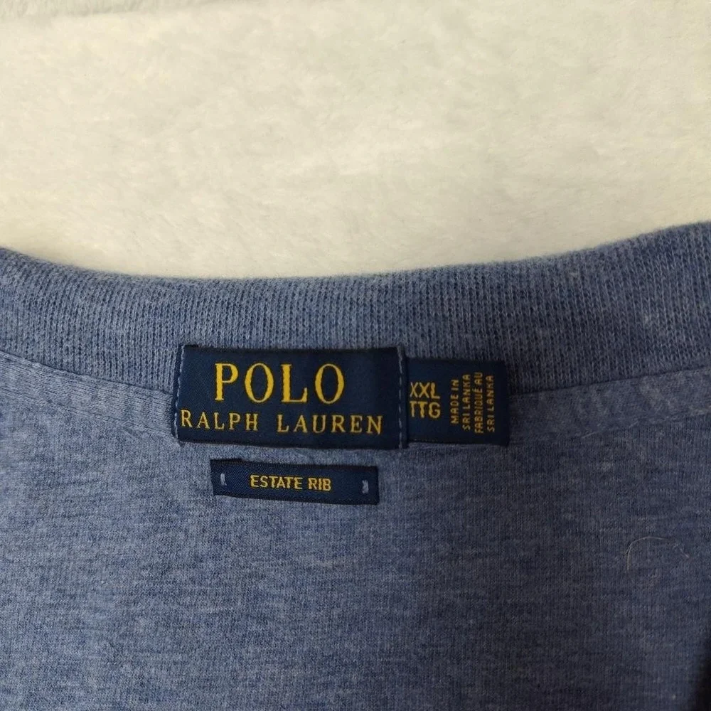 Polo Ralph Lauren Sweater Mens‎ 2XL Blue 1/4 Zip Mock Neck Estate Rib Pullover